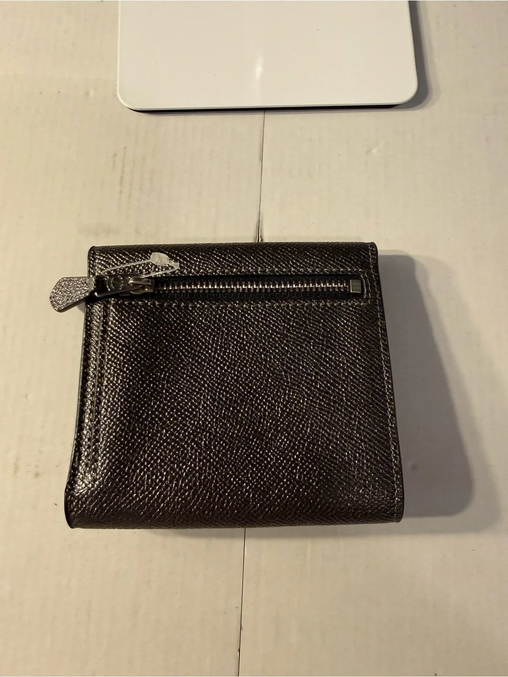 Coach Pebbled Leather Envelope Wallet in Dark Brown